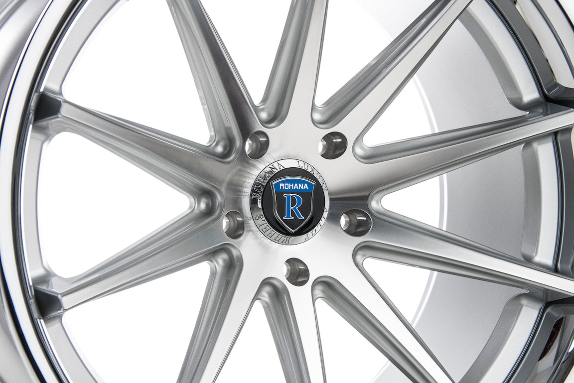 Rohana RC10 Wheel, 20X10, 5-114.3, +25, Machine Silver/Chrome Lip - RC1020105114MS25.