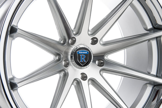 Rohana RC10 Wheel, 20X10, 5-114.3, +25, Machine Silver/Chrome Lip - RC1020105114MS25.