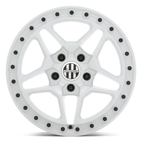 Set of 4: Victor Equipment Berg Wheel, 18x8.0 +10 Offset 5x130, Gloss White With Black Bolts - 1880BRG105130W71