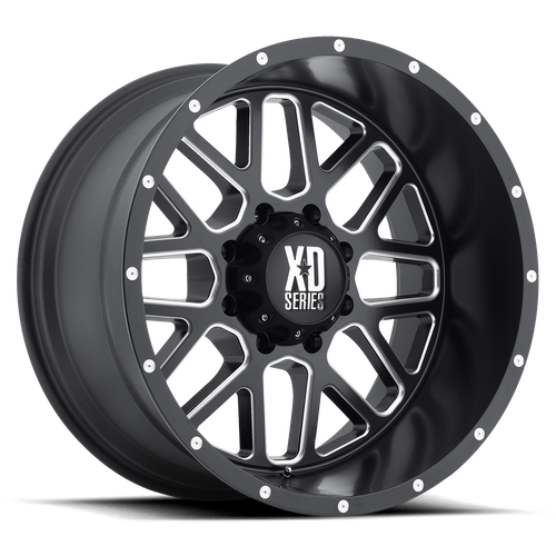 Set of 4: XD Xd820 Grenade Wheel, 22x10.0 -24 Offset 5x127, Satin Black Milled - XD82022050924N