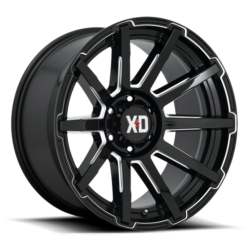 Set of 4: XD Xd847 Outbreak Wheel, 22x10.0 +12 Offset 8x165.1, Gloss Black Milled - XD84722080312