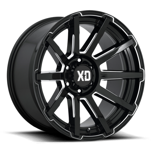 Set of 4: XD Xd847 Outbreak Wheel, 22x10.0 +12 Offset 8x165.1, Gloss Black Milled - XD84722080312