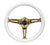 NRG Classic Wood Grain Steering Wheel (350mm) White Grip w/Chrome - ST-015CG-WT.