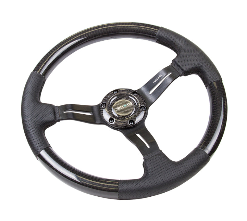 NRG Carbon Fiber Steering Wheel (350mm / 1.5in. Deep) Leather - ST-010CFBS.