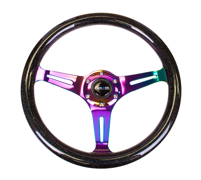 NRG Classic Wood Grain Steering Wheel (350mm) Black Sparkle/Galaxy Color - ST-015MC-BSB.