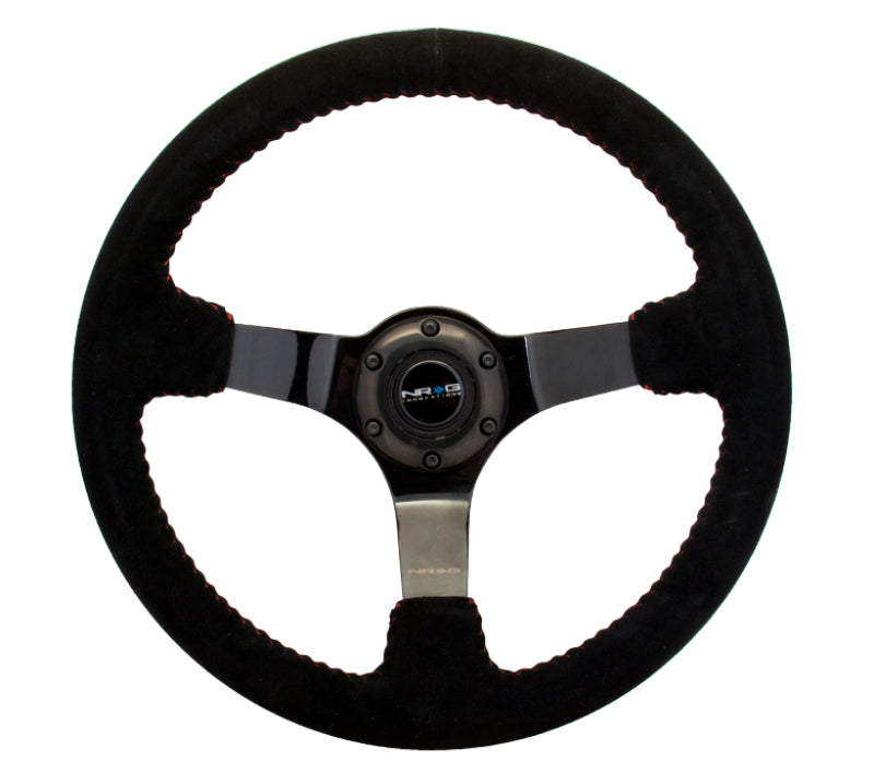 NRG Reinforced Steering Wheel (350mm / 3in. Deep) Blk Suede - RST-036BK-S.