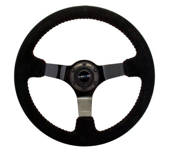 NRG Reinforced Steering Wheel (350mm / 3in. Deep) Blk Suede - RST-036BK-S.
