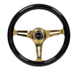 NRG Classic Wood Grain Steering Wheel (350mm) Black Grip w/Chrome - ST-015CG-BK.