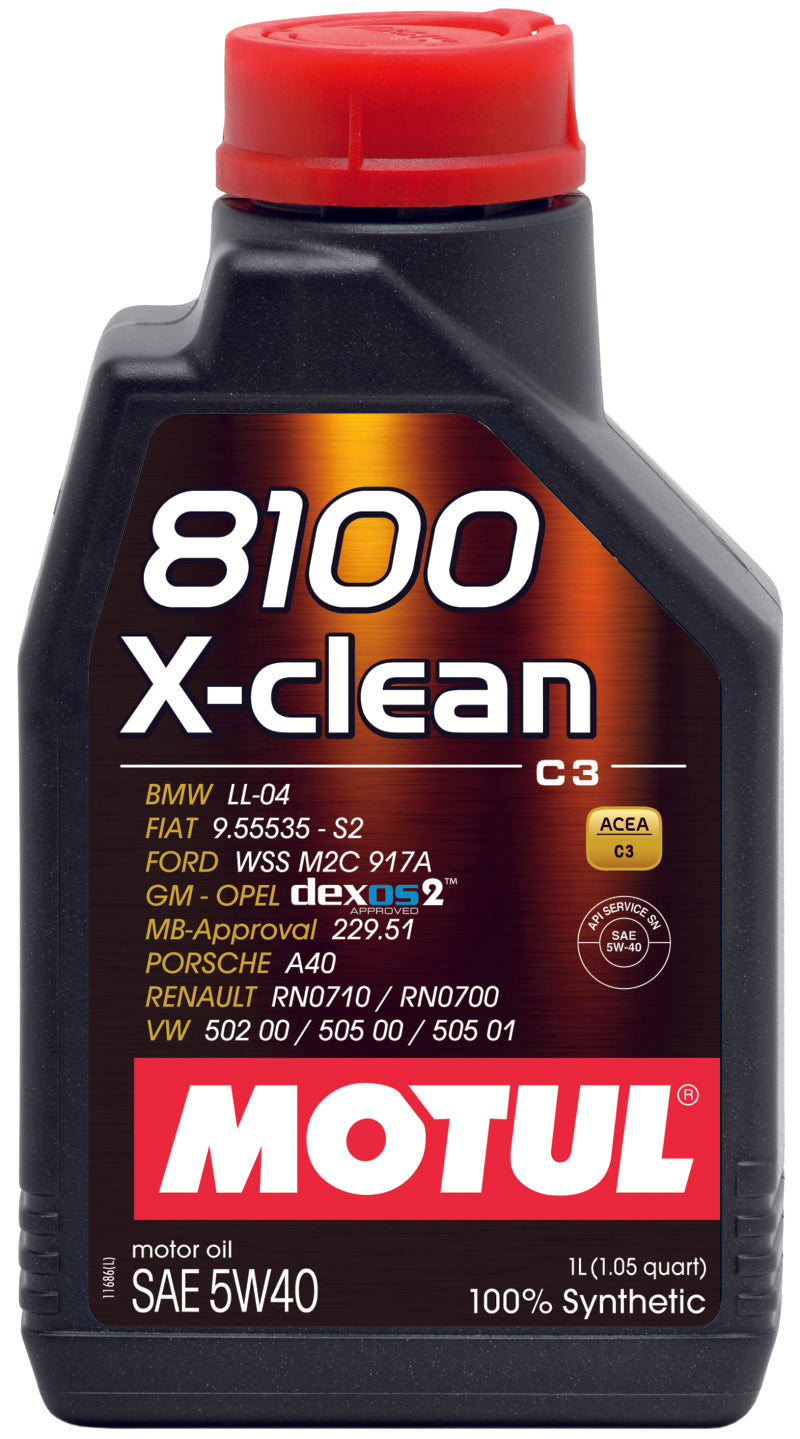 Motul 1L Synthetic Engine Oil 8100 5W40 X-CLEAN C3 -505 - 102786