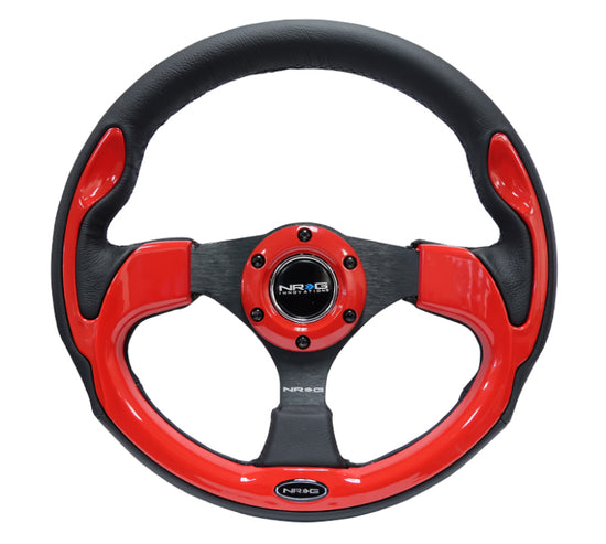 NRG Reinforced Steering Wheel (320mm) Blk w/Red Trim & 5mm - RST-001RD.