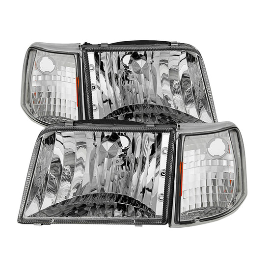 Xtune Ford Ranger 93-97 Crystal Headlights w/ Corner Lights 4pcs - 9029370.