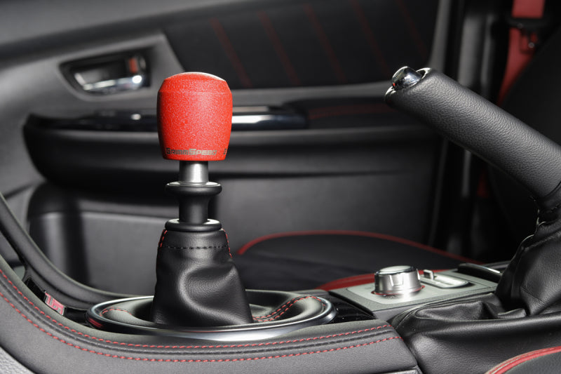 GrimmSpeed Stubby Shift Knob Stainless Steel Red - M12x1.25 - 380003.