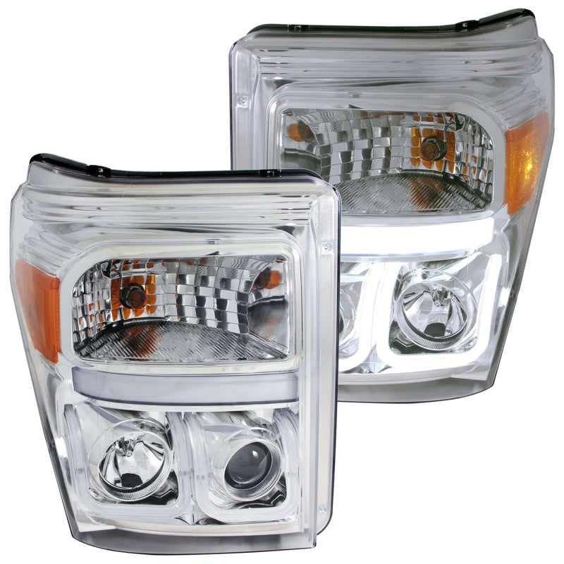 ANZO 2011-2015 Ford F-250 Projector Headlights w/ U-Bar Chrome - 111291