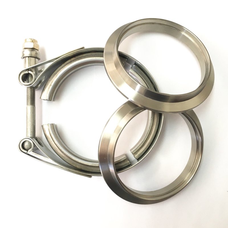 Ticon Industries 3.0in Titanium V-Band Clamp Assembly (2 Flanges/1 Clamp) - 103-07610-0002.