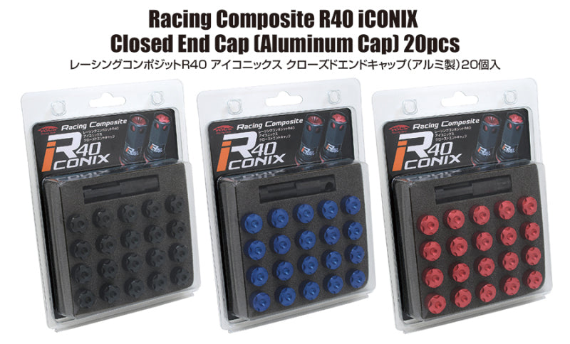Project Kics 12x1.50 R40 Iconix Aluminum Cap Set - Black - WCIA1K.