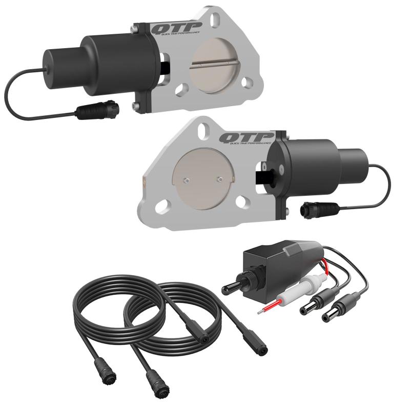 QTP 2.5in Bolt-On QTEC Dual Electric Cutout Valves - Pair - QTEC50.