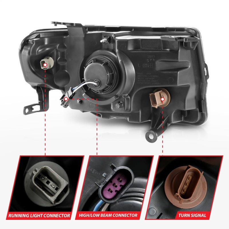 ANZO 2008-2012 Ford Escape Projector Headlights w/ Halo Chrome - 111356