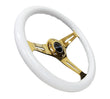 NRG Classic Wood Grain Steering Wheel (350mm) White Grip w/Chrome - ST-015CG-WT.