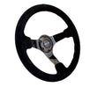 NRG Reinforced Steering Wheel (350mm / 3in. Deep) Blk Suede - RST-036BK-S.