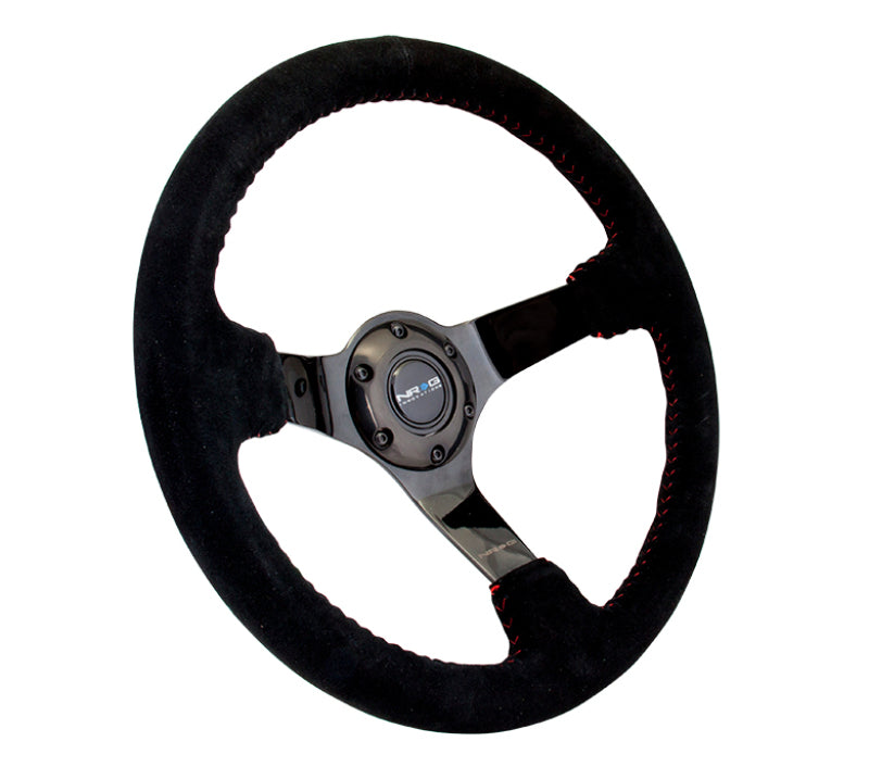 NRG Reinforced Steering Wheel (350mm / 3in. Deep) Blk Suede - RST-036BK-S.