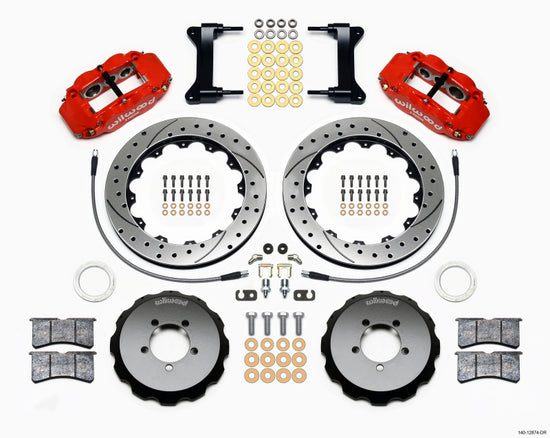 Wilwood Narrow Superlite 6R Front Hat Kit 13.06in Drilled Red - 140-12874-DR.