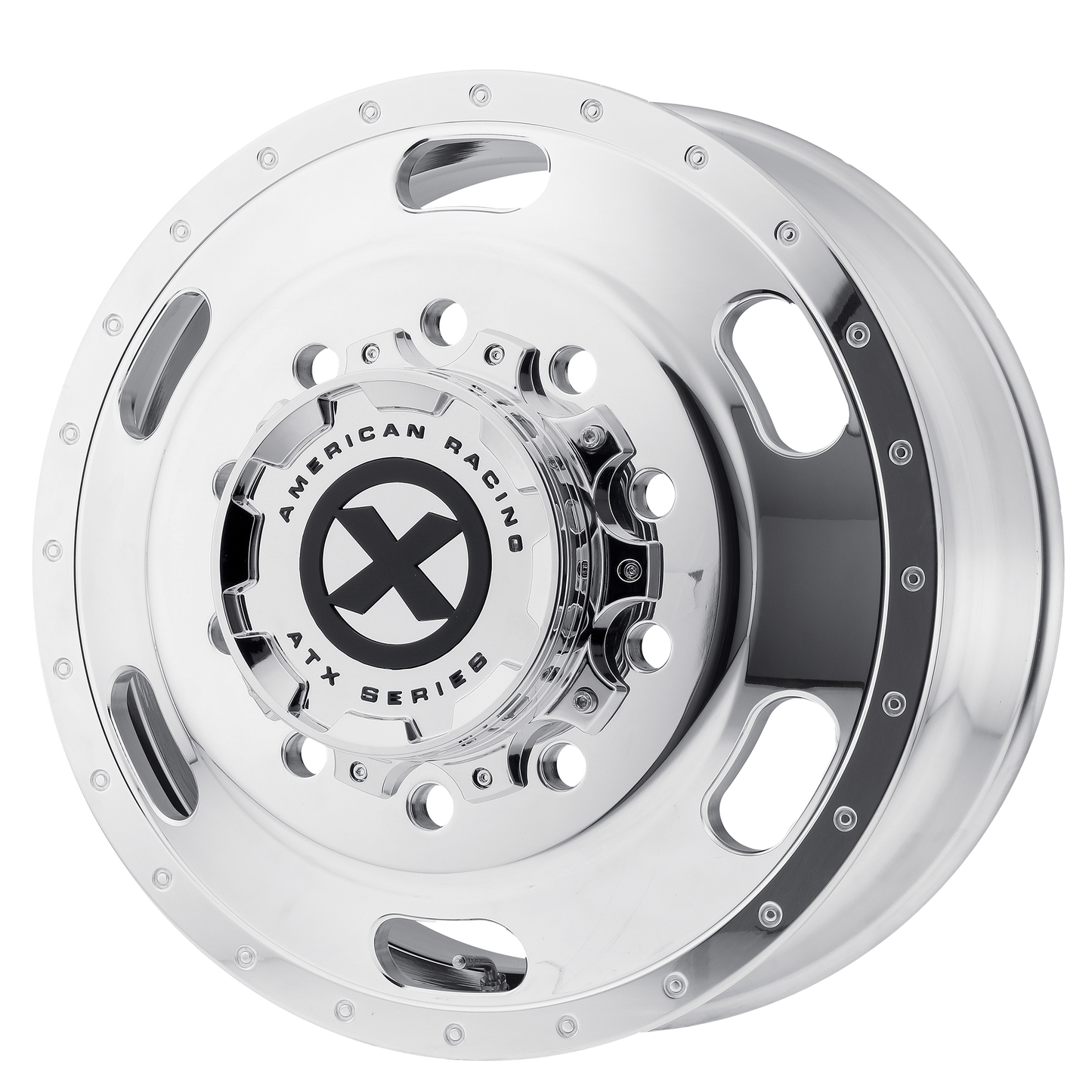 Set of 4: ATX Ao402 Indy Wheel, 24x8.25 +144 Offset 10x285.75, Polished Front - AO40224510104
