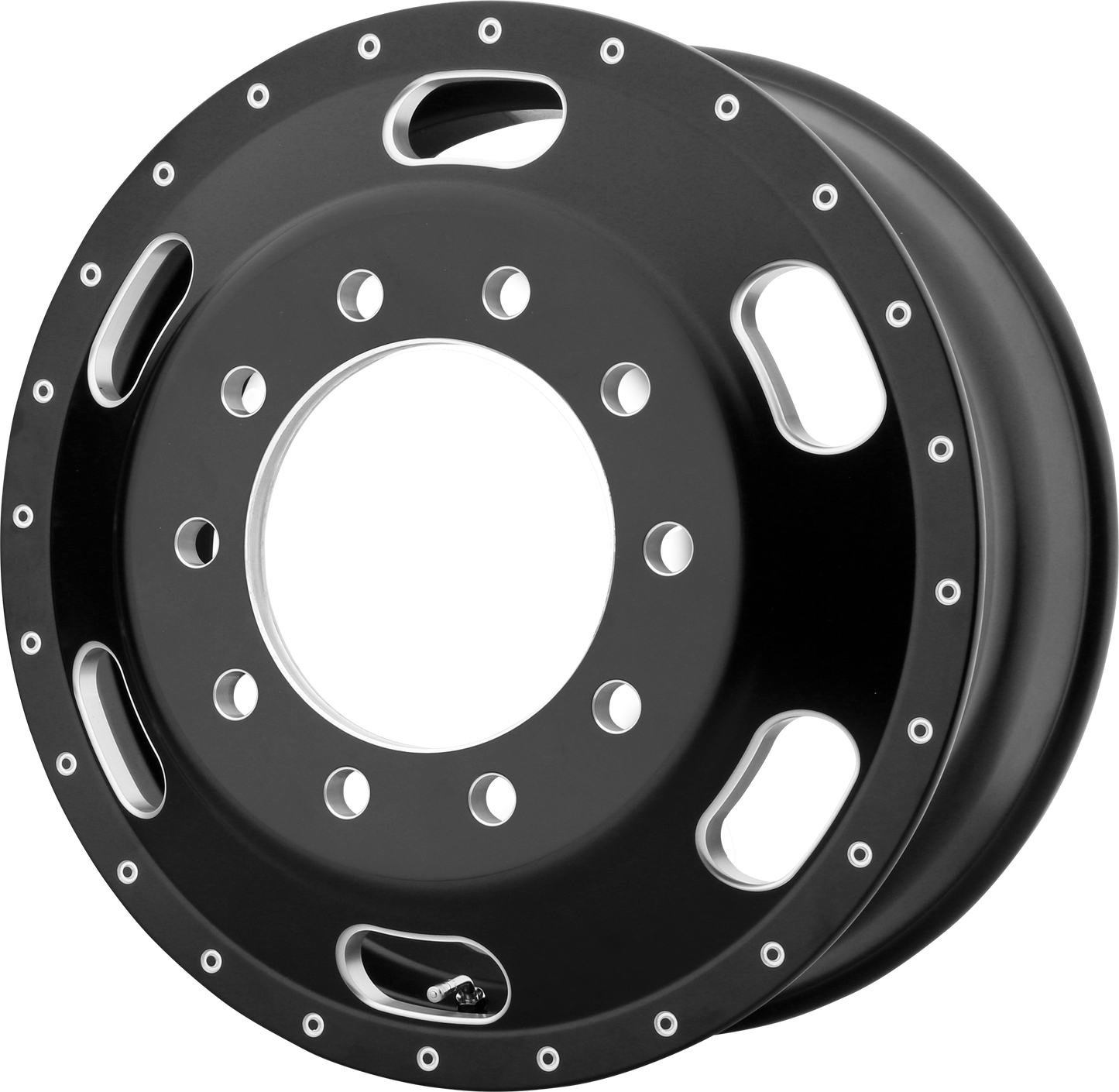 Set of 4: ATX Ao402 Indy Wheel, 22x8.25 +145 Offset 10x285.75, Satin Black Milled Inner - AO40222510903