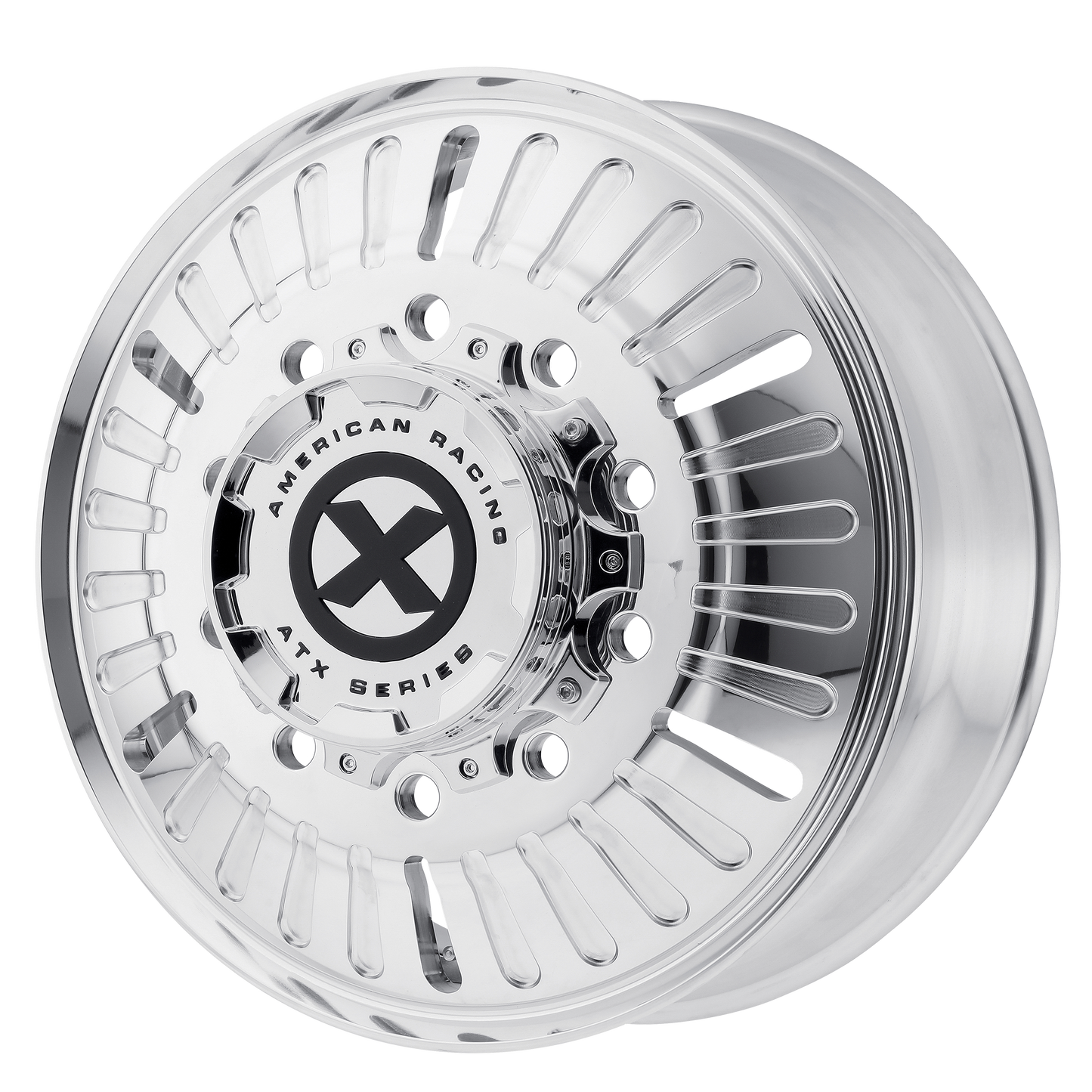 Set of 4: ATX Ao403 Roulette Wheel, 24x8.25 +144 Offset 10x285.75, Polished Front - AO40324510104