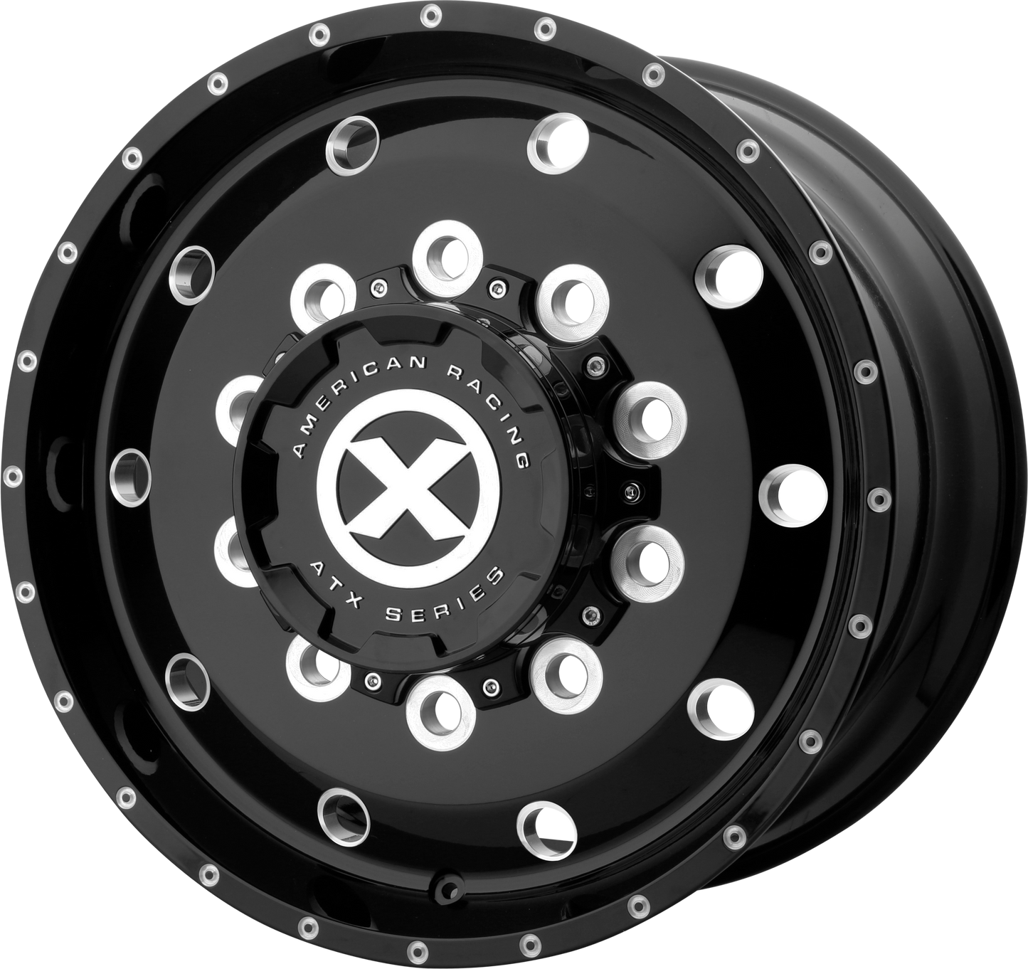 Set of 4: ATX Ao405 Trex Wheel, 22x12.25 +119 Offset 10x285.75, Gloss Black Milled Front - AO405221210301H