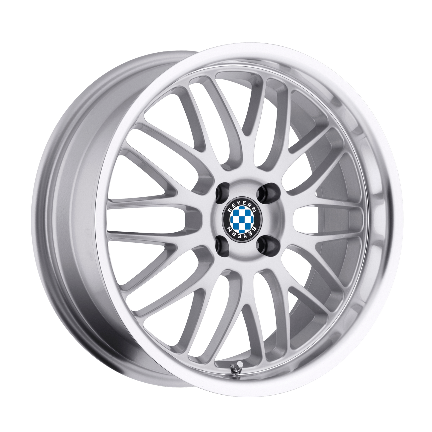 Set of 4: Beyern Mesh Wheel, 20x10.0 +40 Offset 5x120, Silver W/ Mirror Cut Lip - 2010BYM405120S72