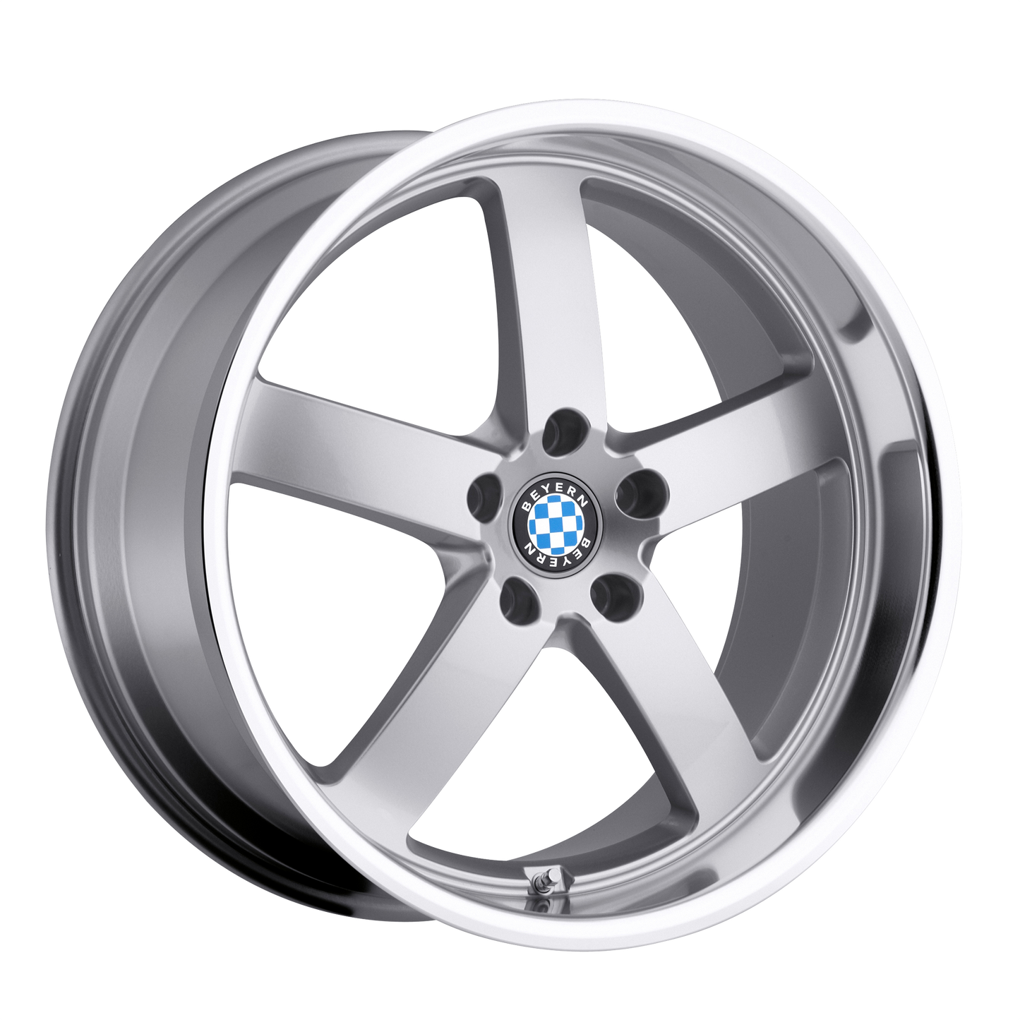 Set of 4: Beyern Rapp Wheel, 22x10.5 +20 Offset 5x120, Silver W/ Mirror Cut Lip - 2205BYR205120S72