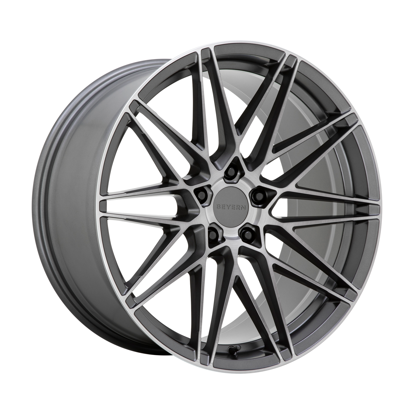 Set of 4: Beyern Damon Wheel, 18x9.5 +40 Offset 5x112, Matte Gunmetal With Brushed Face - 1895DMN405112G66