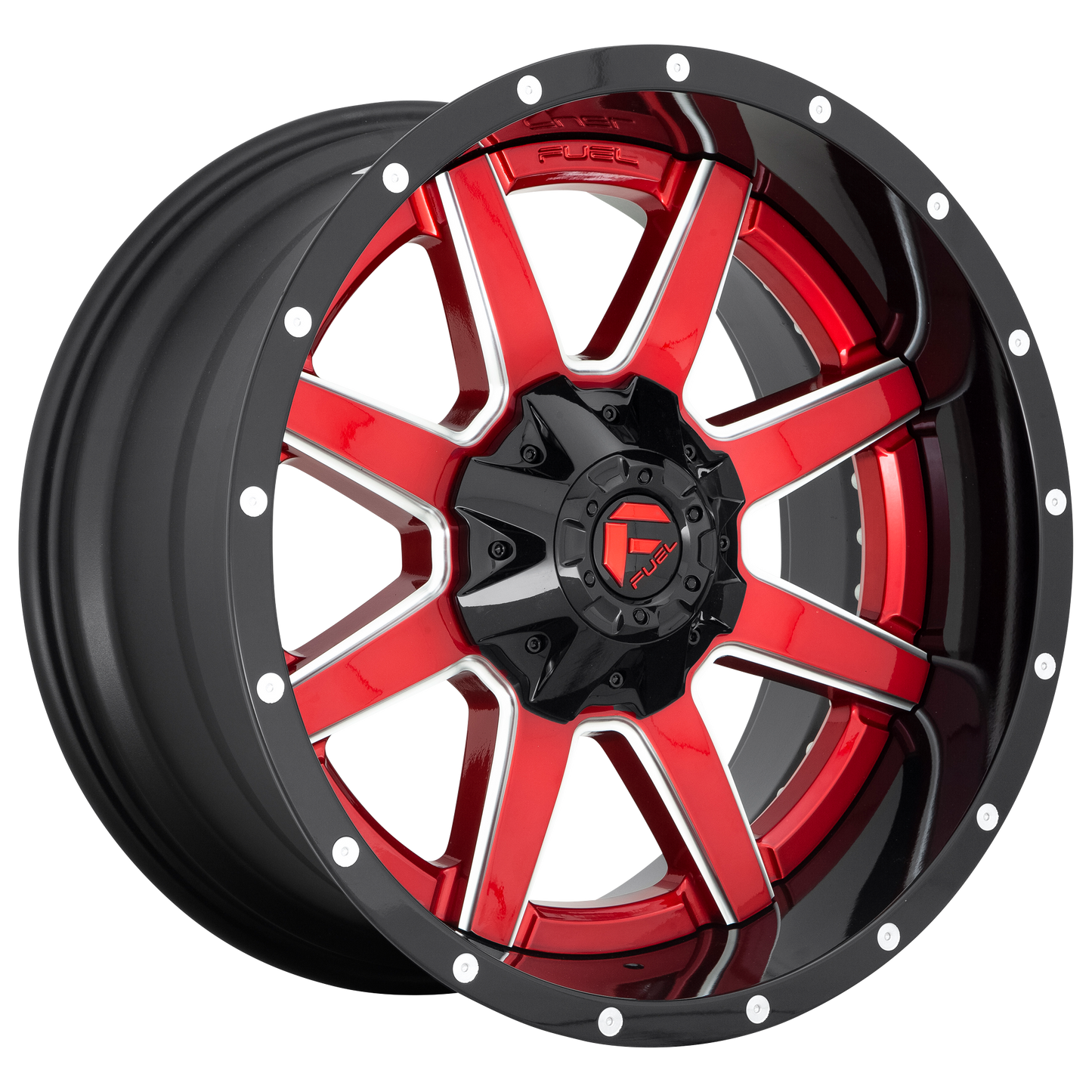 Set of 4: Fuel D250 Maverick Wheel, 22x12.0 -44 Offset 8x165.1, Gloss Red - D25022208247