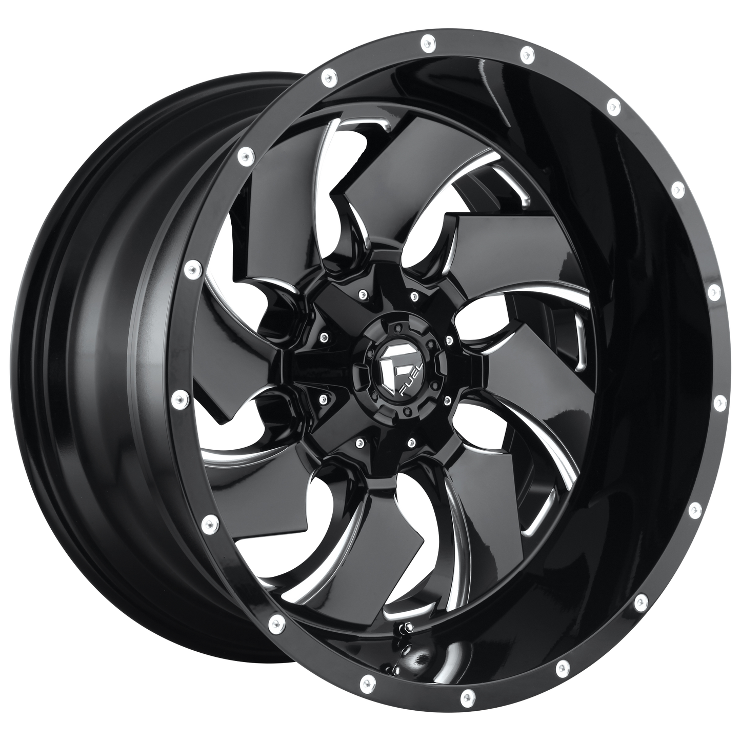 Set of 4: Fuel D574 Cleaver Wheel, 20x12.0 -44 Offset 8x165.1, Gloss Black Milled - D57420208247