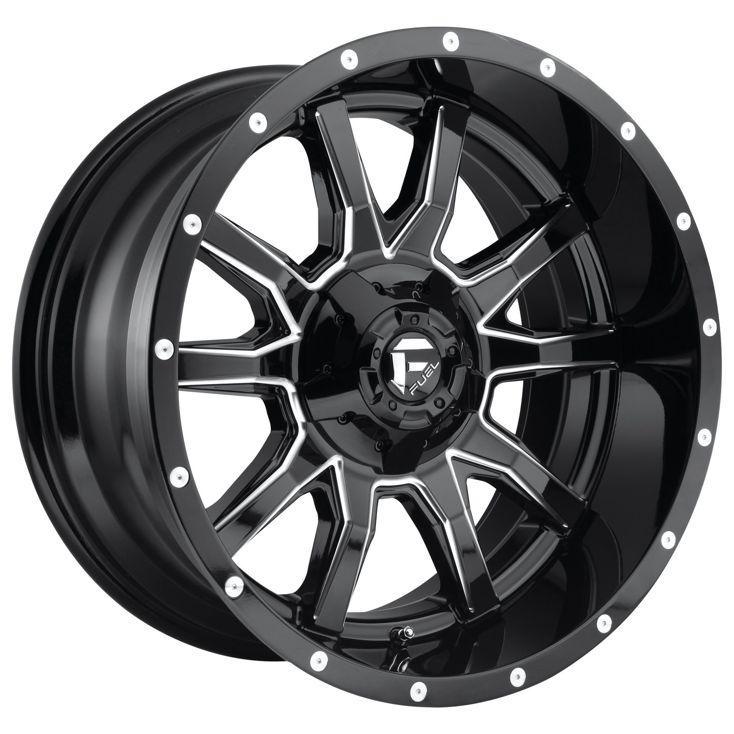 Set of 4: Fuel D627 Vandal Wheel, 20x9.0 +1 Offset 6x135/6x139.7, Gloss Black Milled - D62720909850US