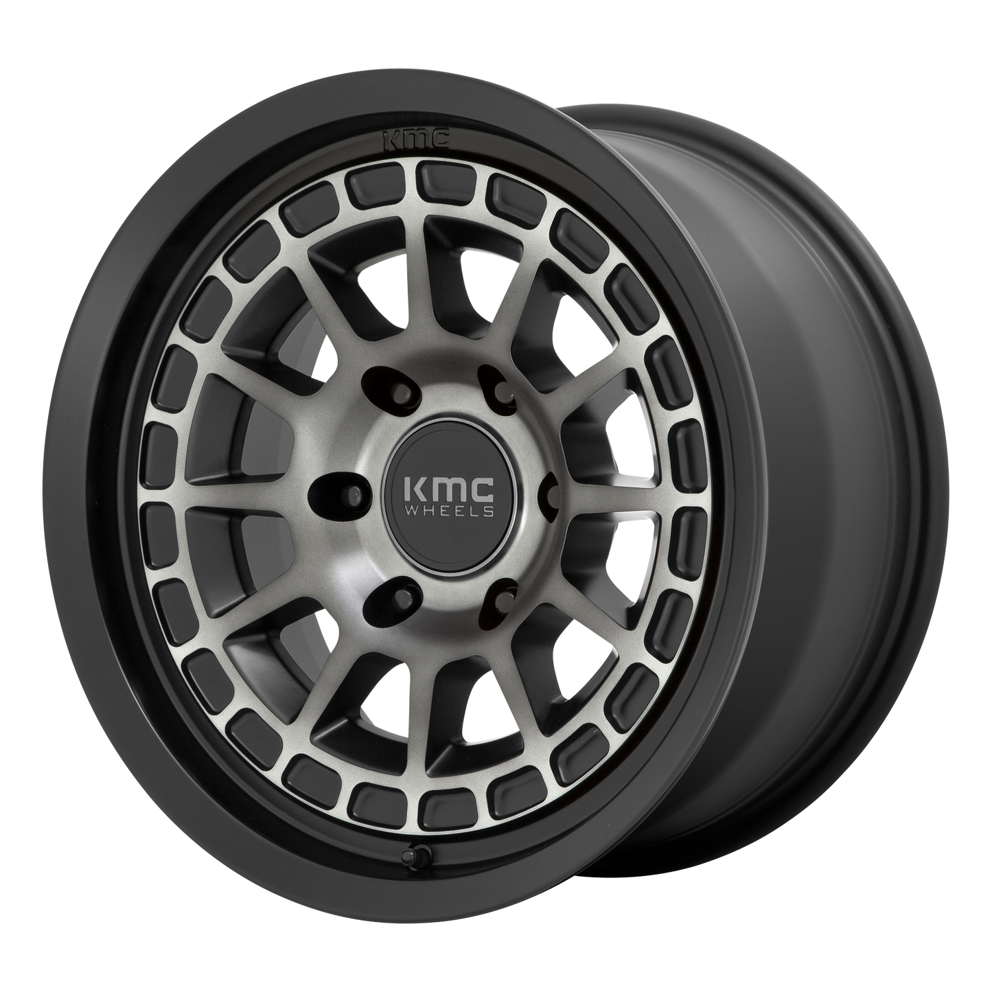 Set of 4: KMC Km719 Canyon Wheel, 17x8.0 +20 Offset 6x139.7, Satin Black With Gray Tint - KM71978068420