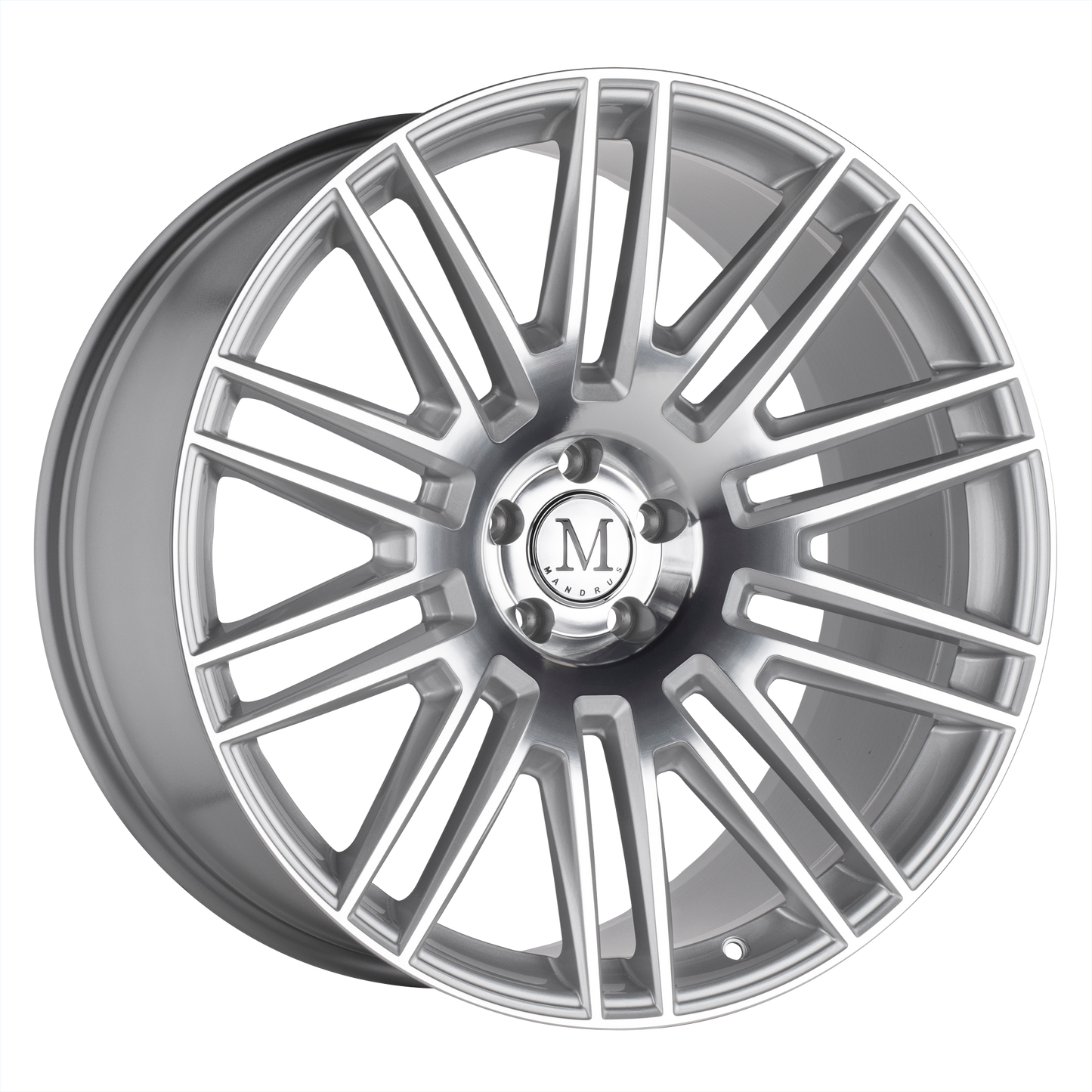 Set of 4: Mandrus Estate Wheel, 21x9.5 +48 Offset 5x112, Silver W/ Mirror Face - 2195EST485112S66