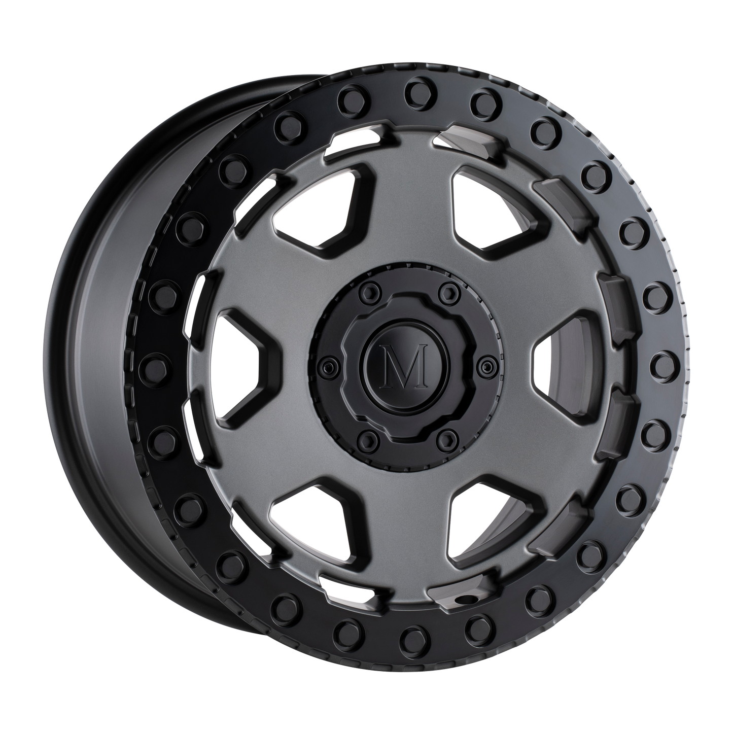 Set of 4: Mandrus Forscher Wheel, 20x9.0 +40 Offset 5x112, Matte Gunmetal W/ Black Lip Edge - 2090FSR405112G66