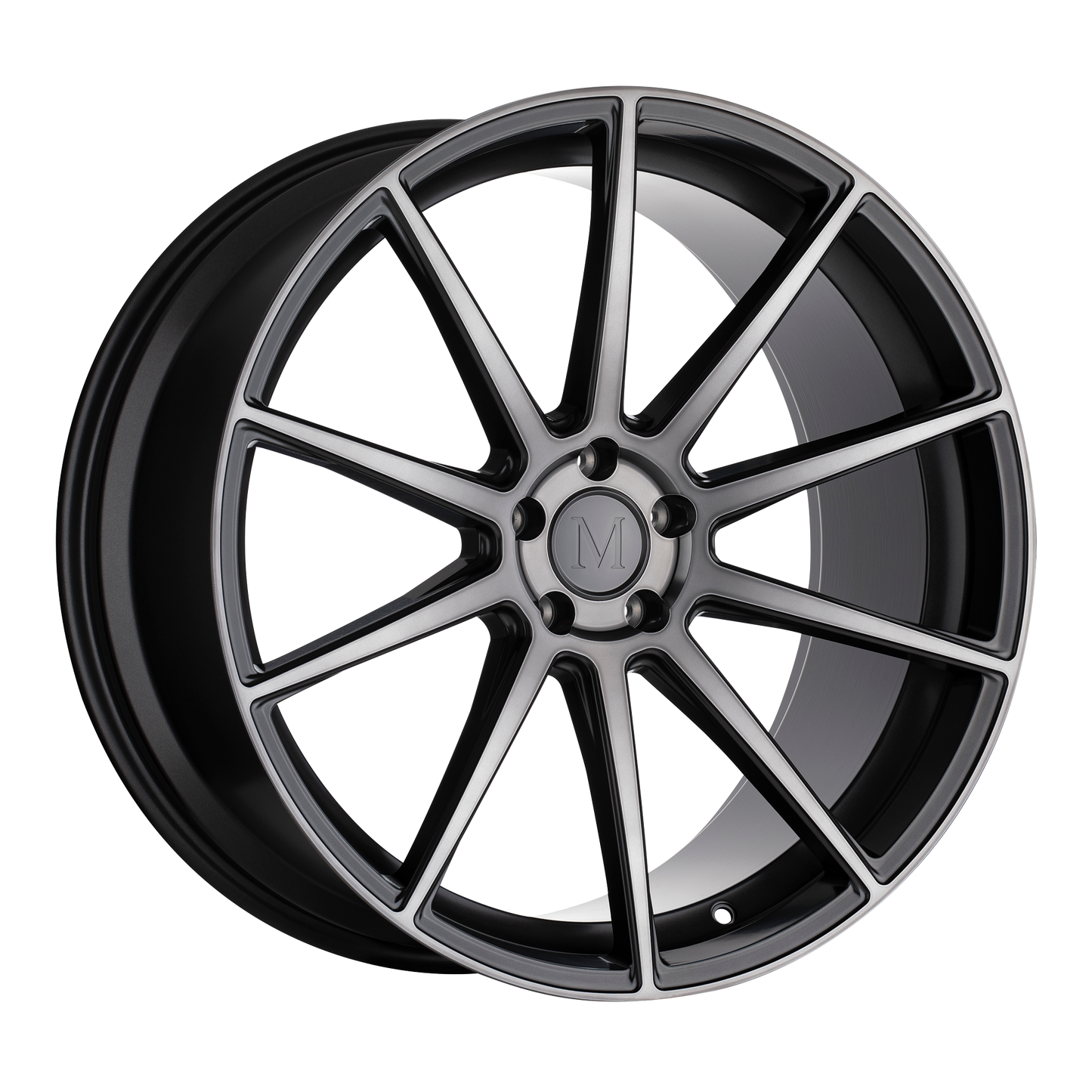 Set of 4: Mandrus Klass Wheel, 18x9.5 +29 Offset 5x112, Gloss Gunmetal W/ Machined Tinted Face - 1895KLA295112G66