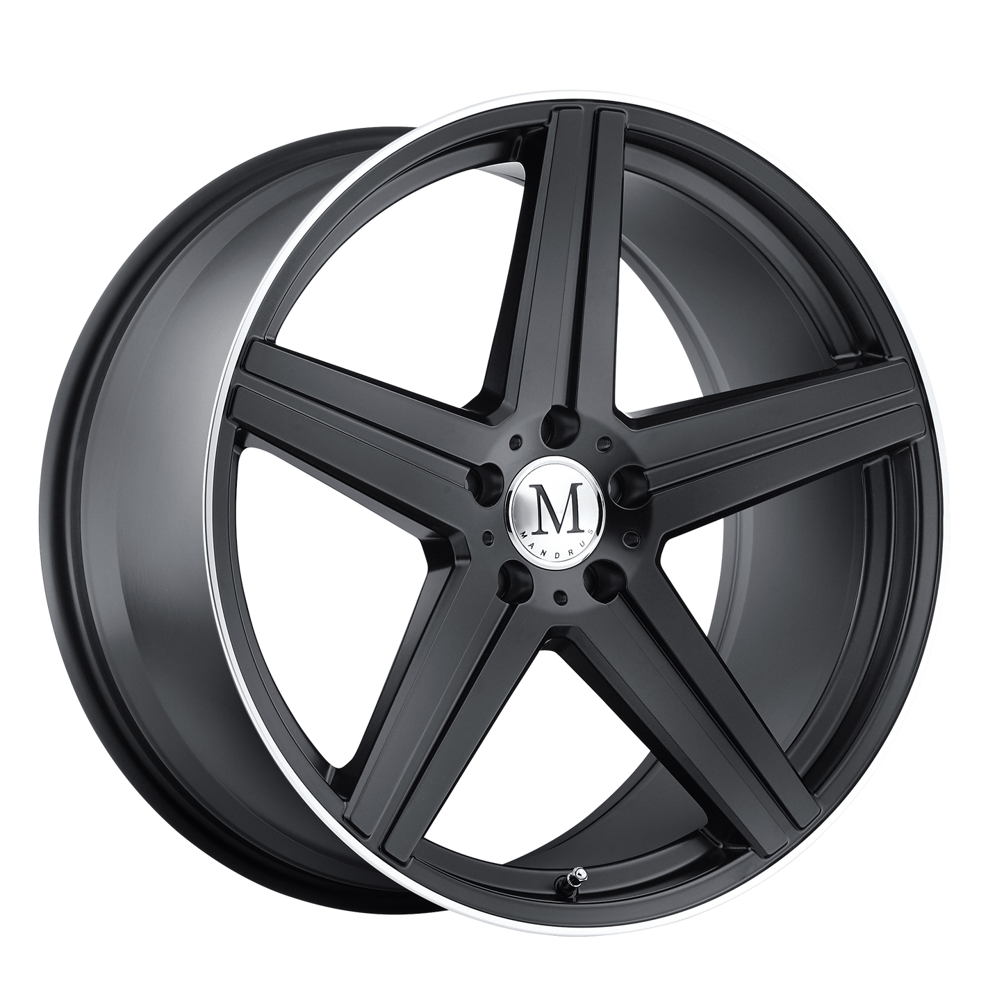 Set of 4: Mandrus Estrella Wheel, 20x10.0 +40 Offset 5x112, Matte Black W/ Machined Lip - 2010MAE405112M66