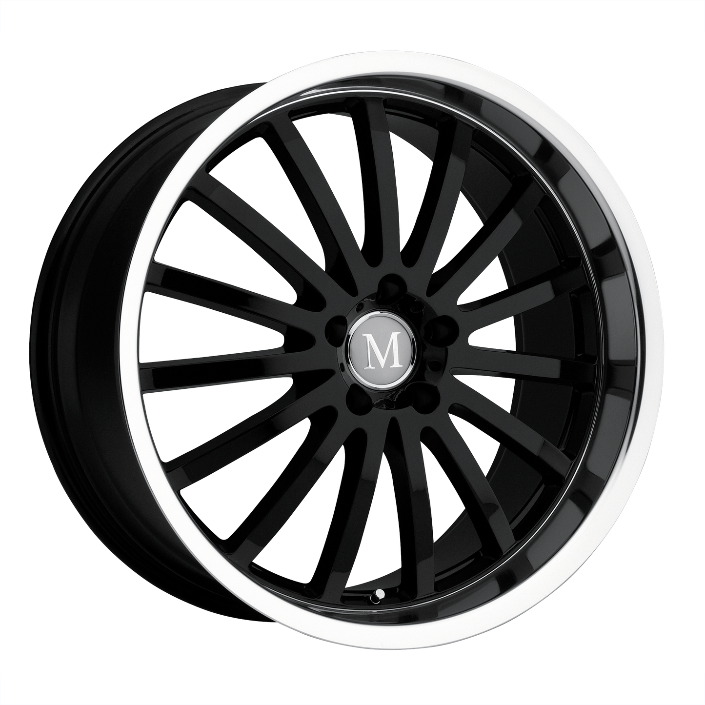 Set of 4: Mandrus Millenium Wheel, 22x10.5 +42 Offset 5x112, Gloss Black W/ Mirror Cut Lip - 2205MAM425112B66