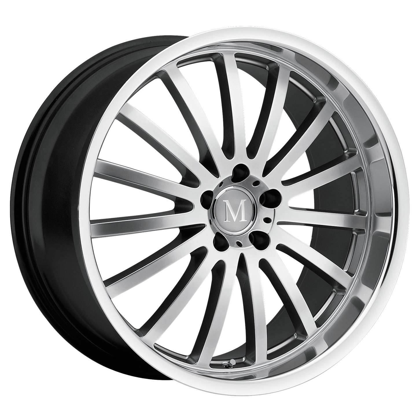 Set of 4: Mandrus Millenium Wheel, 18x9.5 +35 Offset 5x112, Hyper Silver W/ Mirror Cut Lip - 1895MAM355112S66
