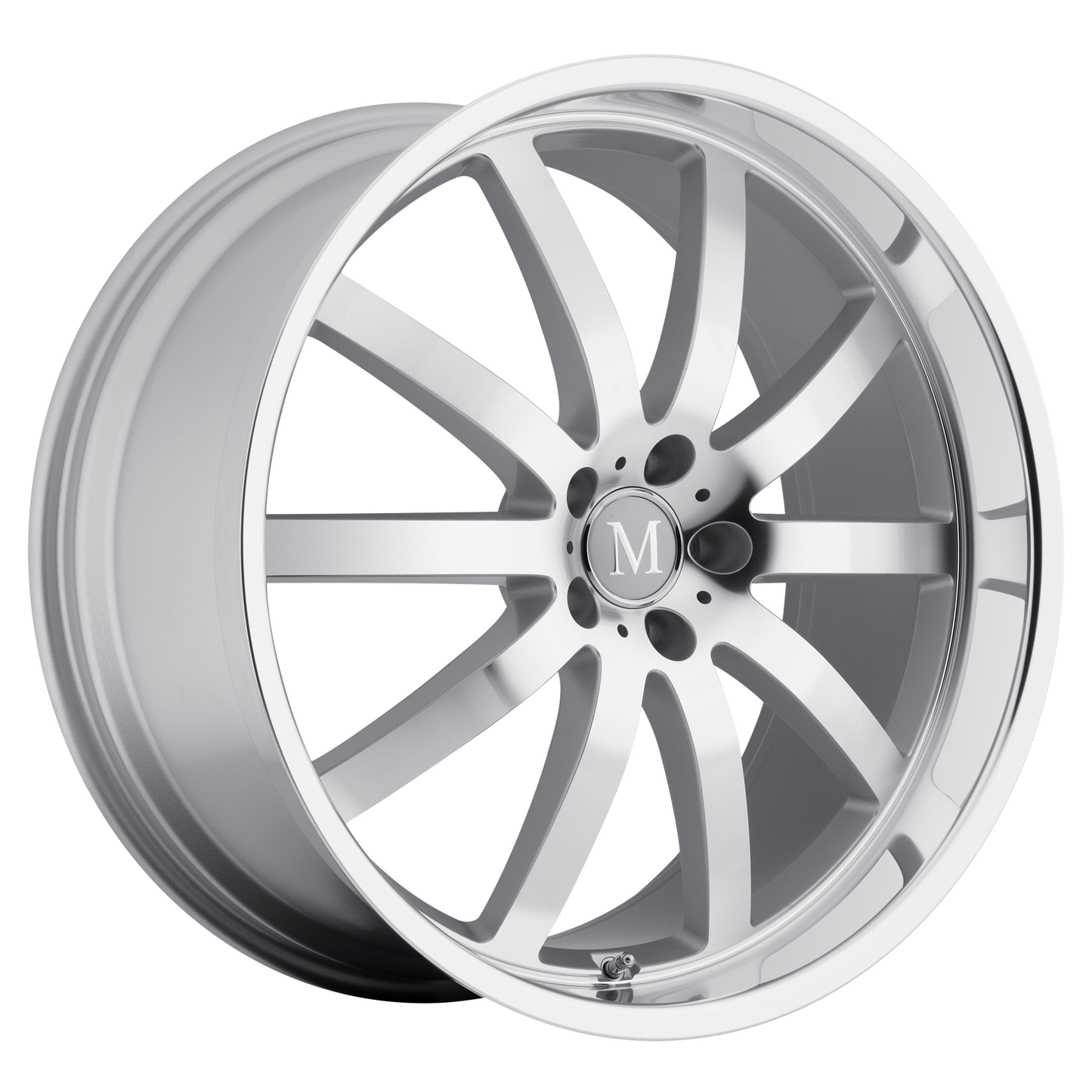 Set of 4: Mandrus Wilhelm Wheel, 20x10.0 +25 Offset 5x112, Silver W/ Mirror Cut Face & Lip - 2010MAW255112S66