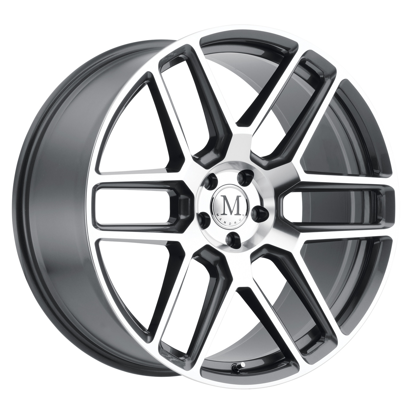 Set of 4: Mandrus Otto Wheel, 22x10.0 +41 Offset 5x112, Gunmetal W/ Mirror Cut Face - 2210MOT415112G66