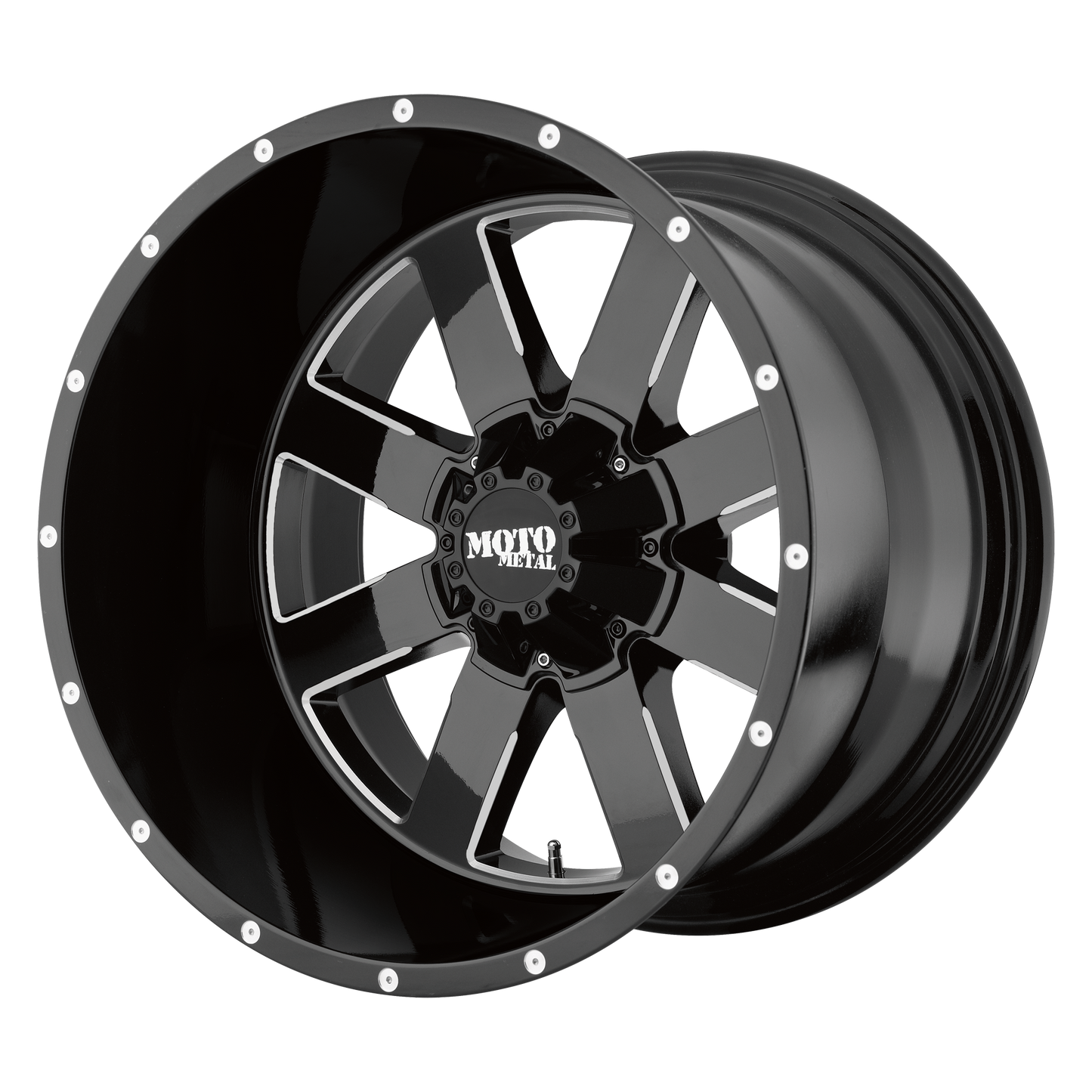 Set of 4: Moto Metal Mo962 Wheel, 20x9.0 +0 Offset 6x139.7, Gloss Black Milled - MO96229068300