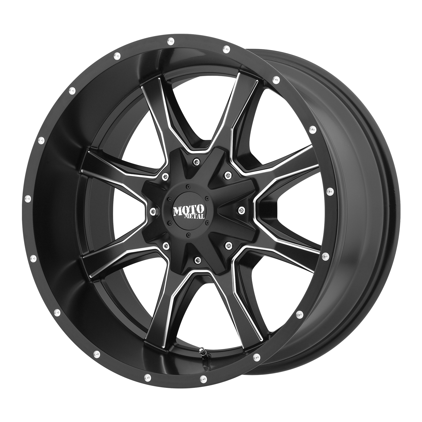 Set of 4: Moto Metal Mo970 Wheel, 20x9.0 +18 Offset 5x139.7/5x150, Satin Black Milled - MO97029086918US