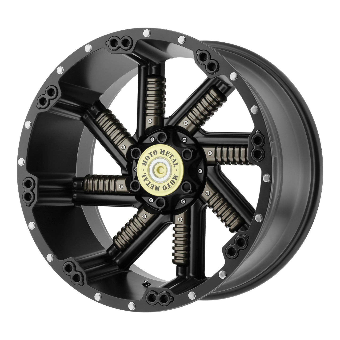 Set of 4: Moto Metal Mo979 Buckshot Wheel, 20x12.0 -44 Offset 6x135/6x139.7, Satin Black With Gun Metal Inserts - MO97921267744N