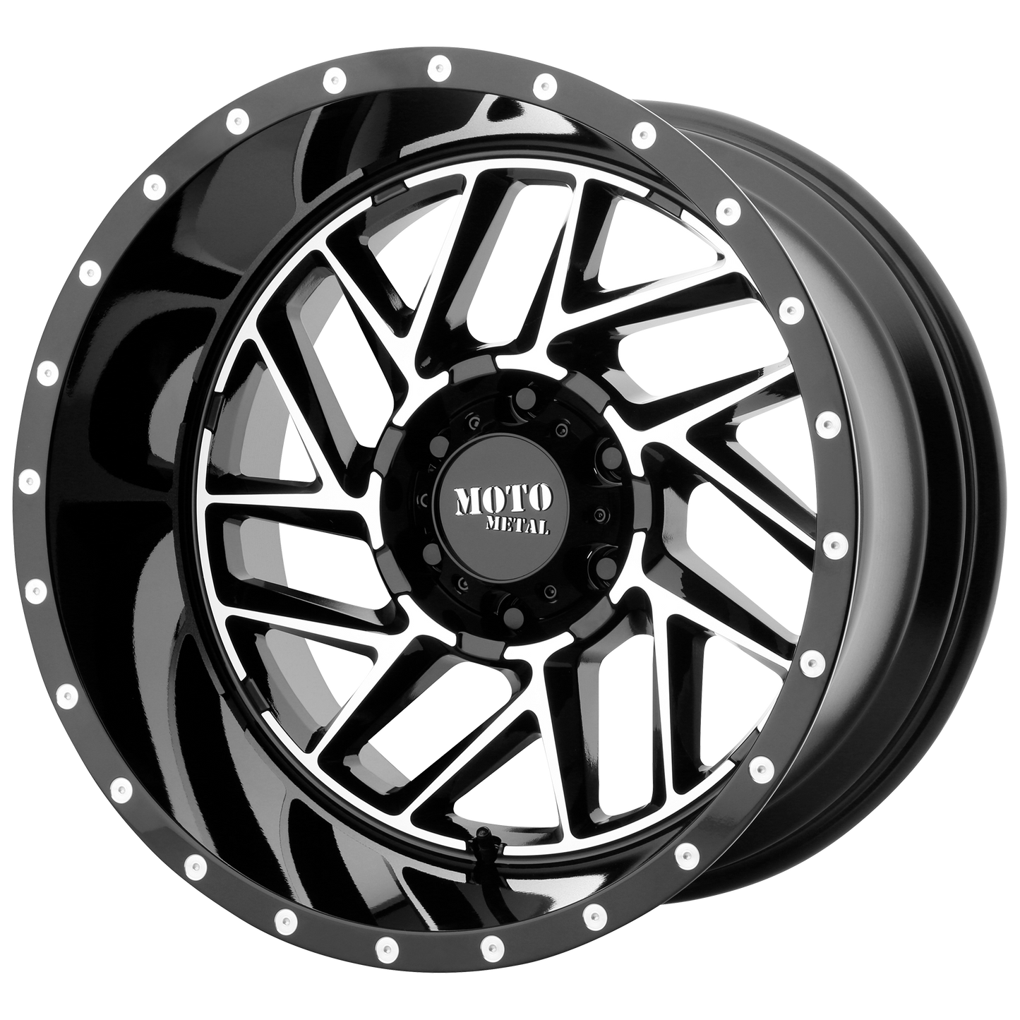Set of 4: Moto Metal Mo985 Breakout Wheel, 16x8.0 -6 Offset 6x139.7, Gloss Black Machined - MO98568068306N