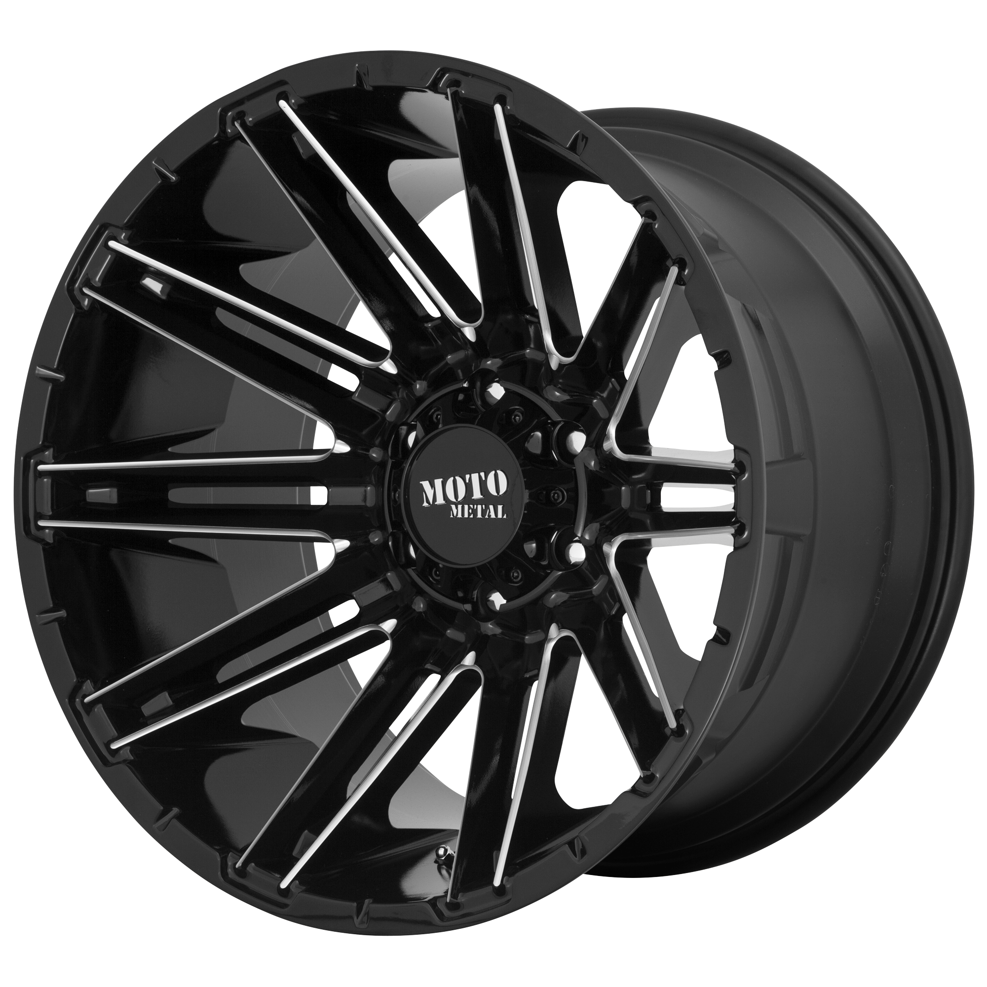 Set of 4: Moto Metal Mo998 Kraken Wheel, 20x9.0 +0 Offset 8x180, Gloss  Black Milled - MO99829088300
