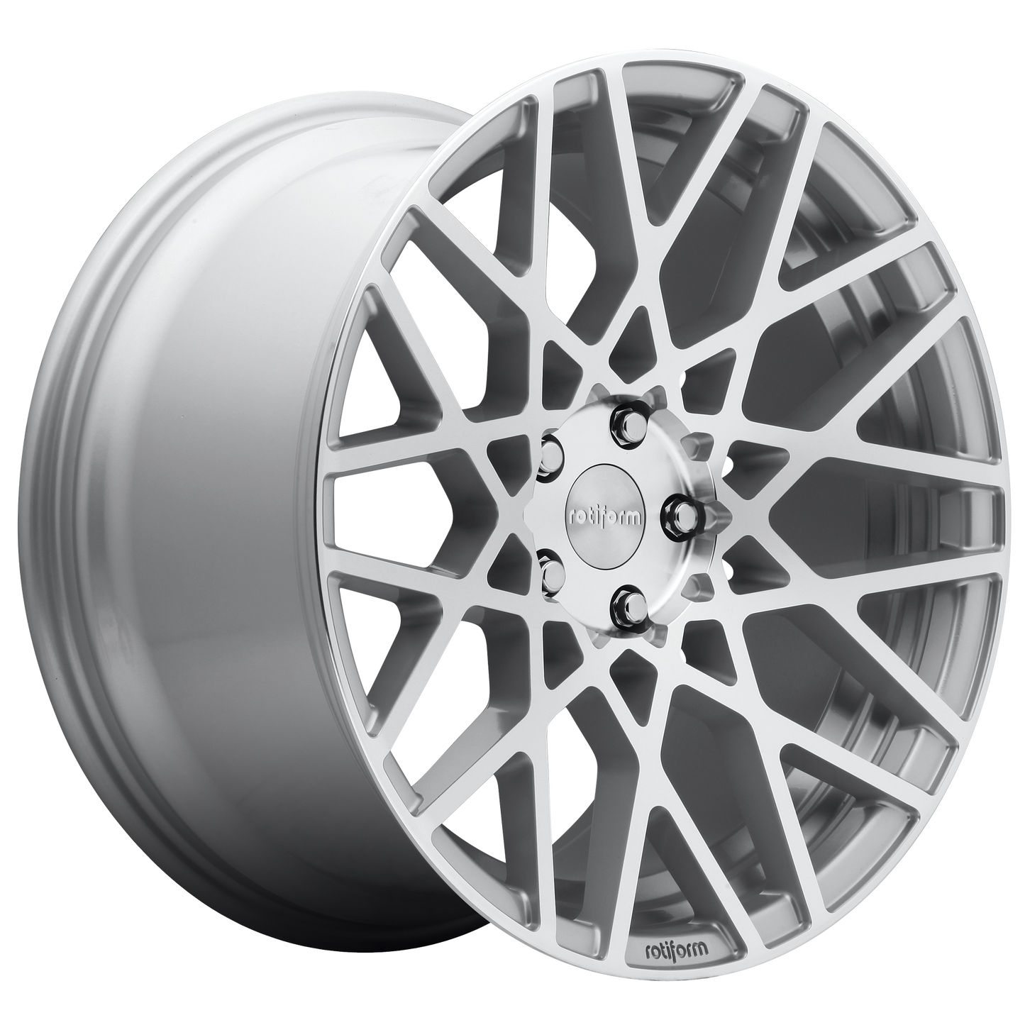 Set of 4: Rotiform R110 Blq Wheel, 18x8.5 +45 Offset 5x112, Gloss Silver Machined - R1101885F8+45
